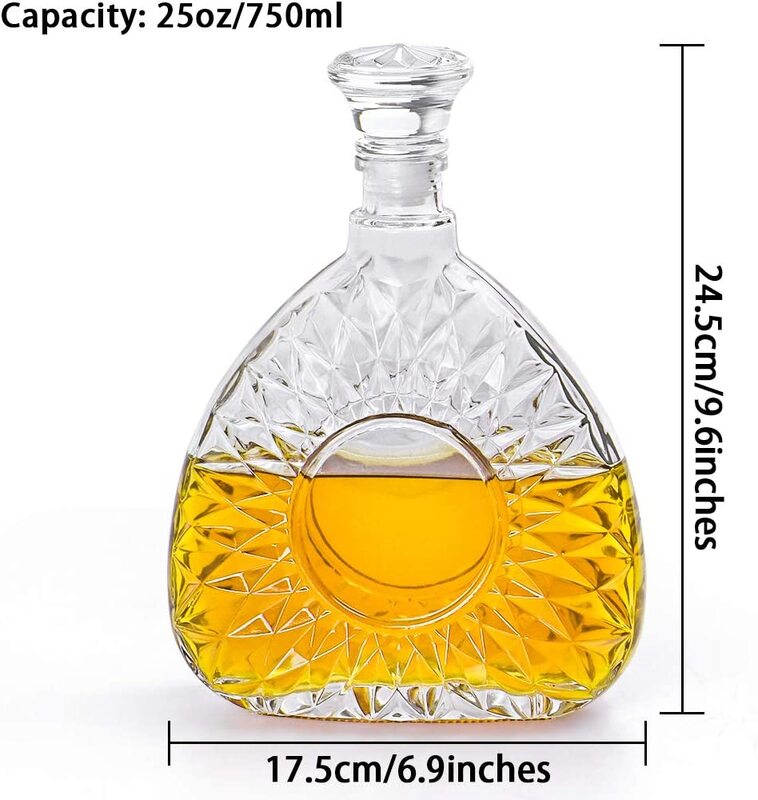 Mdluu 750ml Liquor Decanter Glass Decanter with Airtight Stopper Decanter Bottle, Clear