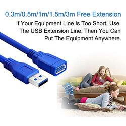 Camax 1.5-Meter USB 3.0 Cable Male to Female Data Sync Fast Speed Cord Connector, Blue