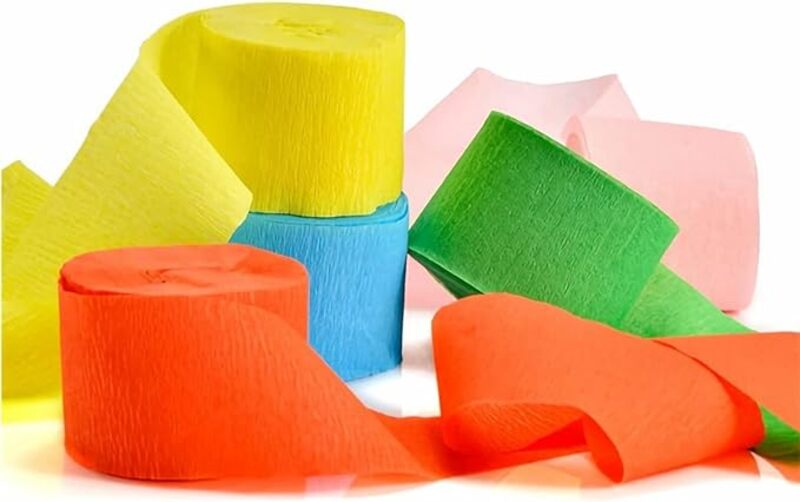 8 Rolls Crepe Paper Colourful 8 Colours Rainbow Crepe Paper Ribbon Colourful Crepe Ribbons Decoration DIY Paper Streamer Streamers for Wedding Christening Party Birthday Christmas Decoration