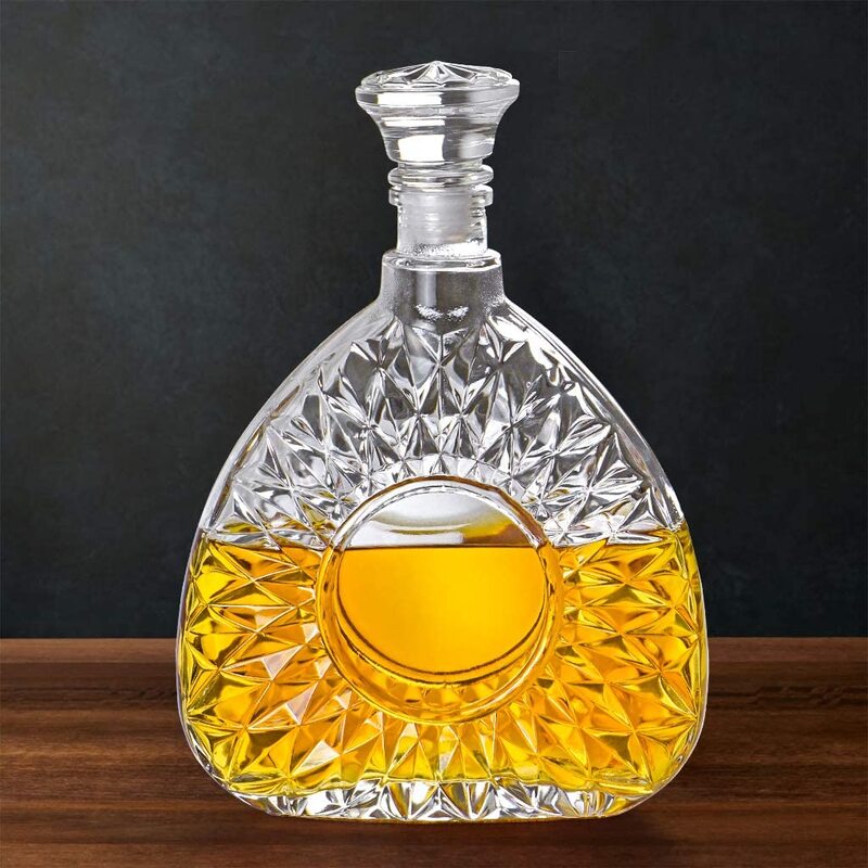 Mdluu 750ml Liquor Decanter Glass Decanter with Airtight Stopper Decanter Bottle, Clear