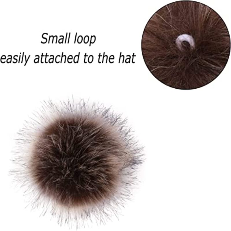 Faux Fur with Elastic Loop 8" Fluffy PomPom, 8 inch, Multicolour