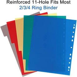 Daily Needs Plastic Binder Dividers 5 Part, A4 Size, 3 Pieces, Multicolour