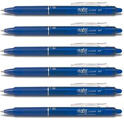 Pilot 6-Piece Frixion Clicker Retractable Fine Rollerball Erasable Pen Set, 0.7mm, Blue