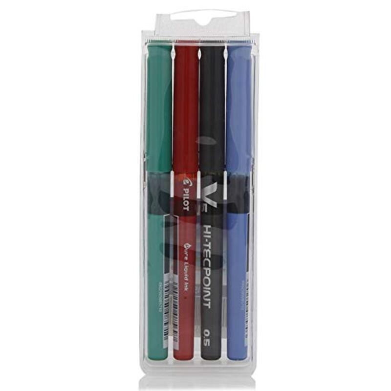 Pilot 4-Piece Hi-Tec point V5 Liquid Ball Liner Pen Set, BX-V5-S4N, Multicolour