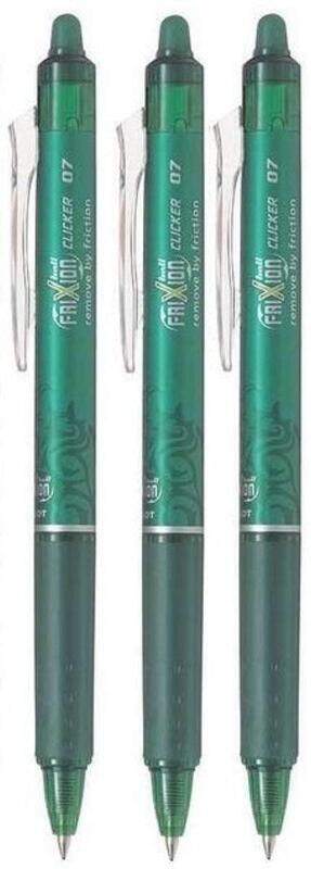 

Pilot 3-Piece Frixion Clicker Retractable Fine Rollerball Erasable Pen Set, 0.7mm, Green