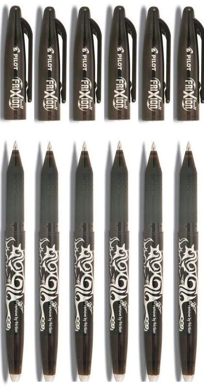 Pilot 6-Piece Frixion Rollerball Erasable Pen Set, 0.7mm, Black