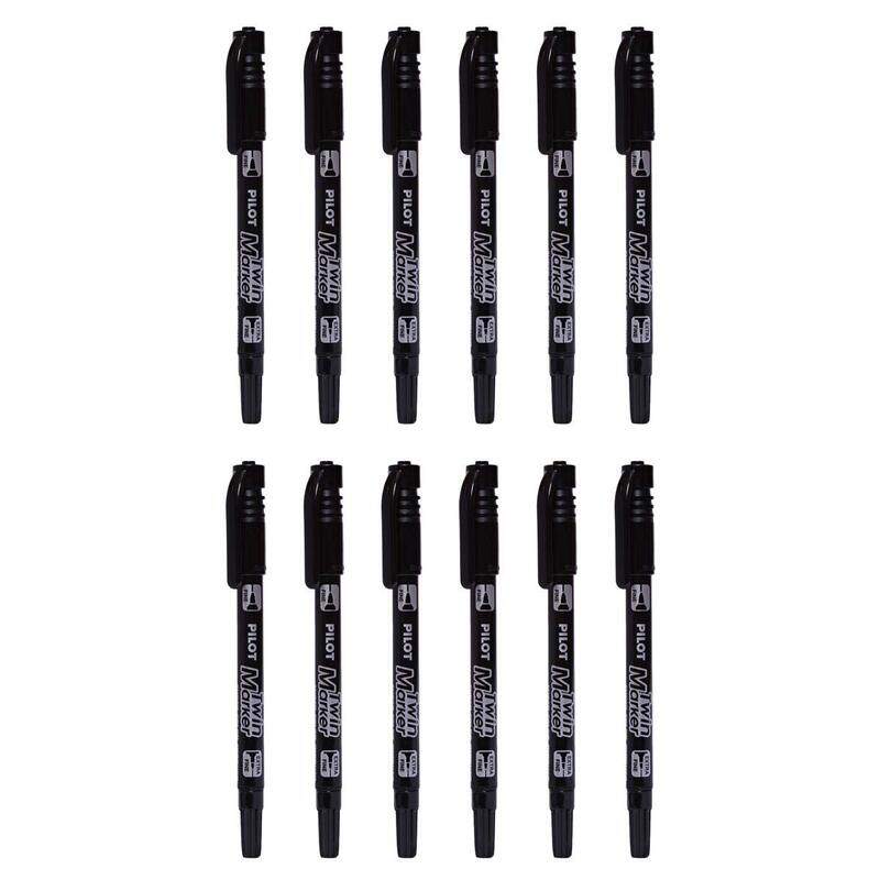 Pilot 12-Piece Twin Point Marker Set, SCA-TM-B, Black