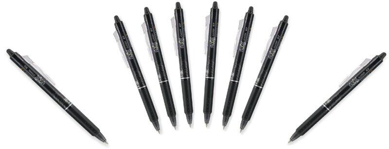 Pilot 8-Piece Frixion Clicker Erasable Fine Point Gel Pen Set, 0.7mm, Black