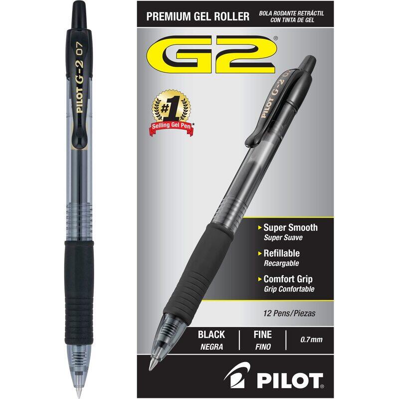 

Pilot 12-Piece G2 Retractable Premium Gel Ink Roller Ball Pen Set, 0.7mm, Black