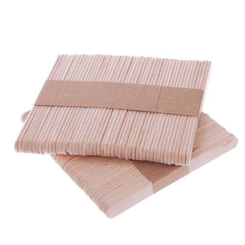 Wooden Ice Cream Popsicle Sticks, 100 Pieces, Beige