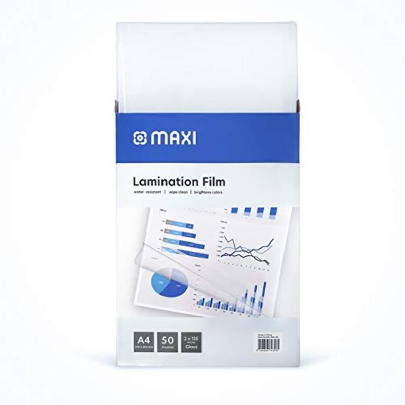 Maxi Lamination Film 125 Micron, A4 Size, 216 x 303 mm, 50 Pieces, Clear