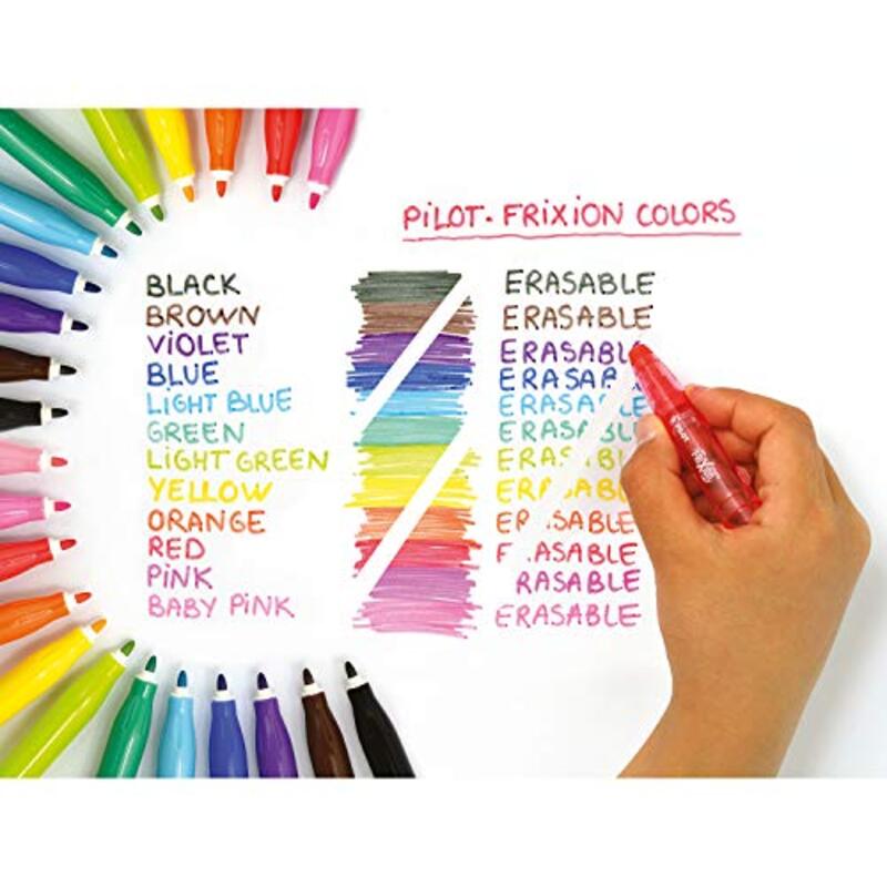 Pilot Frixion Colours Erasable Fibre Tip Colouring Pen, 12 Pieces, Multicolour