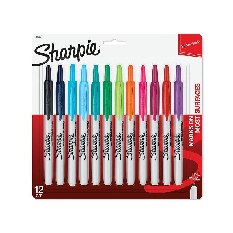 

Sharpie 12-Piece Retractable Permanent Marker Set, Assorted