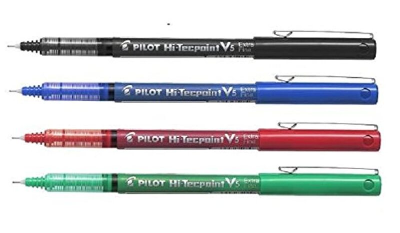 Pilot 4-Piece V5 Hi-Tecpoint Liquid Ink Pen Set, Multicolour