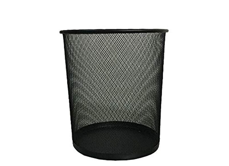 Metal Mesh Round Waste Bin, Medium, Black