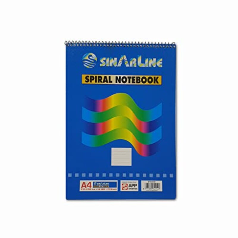 Sinarline Top Spiral Notebook, 70 Sheets, 56 GSM, A4 Size, Pack of 6