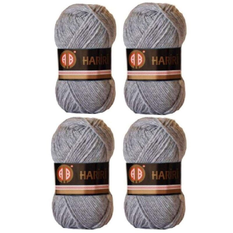 AB Hariri No.195 Crochet and Knitting Yarn Set, 4 Pieces, Light Grey
