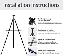 Daily Needs Aluminum & Metal Adjustable Easel Stand with Portable Bag, 52-158cm, Black