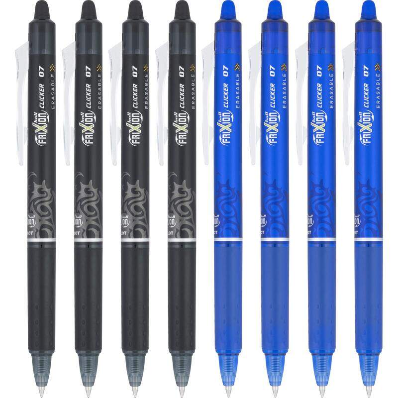 

Pilot 8-Piece Frixion Clicker Erasable & Retractable Gel Ink Pens, Black/Blue