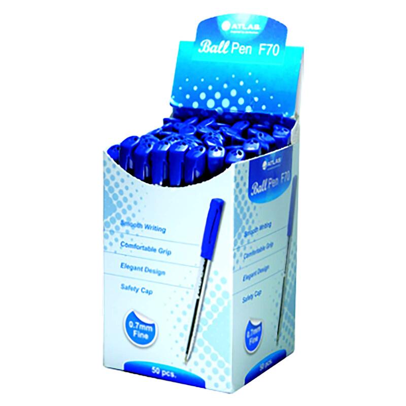 

Atlas 50-Piece 0.7 mm Ball Pen, AS-BPF70-BK-50P, Blue