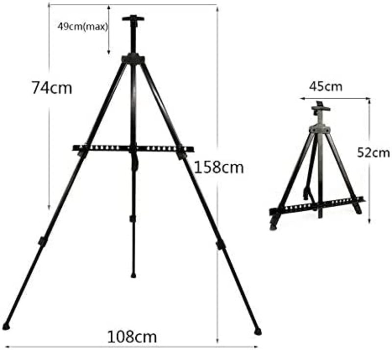 Daily Needs Aluminum & Metal Adjustable Easel Stand with Portable Bag, 52-158cm, Black