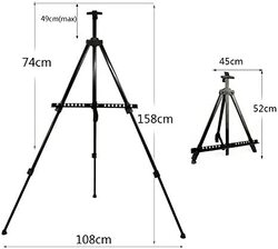 Daily Needs Aluminum & Metal Adjustable Easel Stand with Portable Bag, 52-158cm, Black