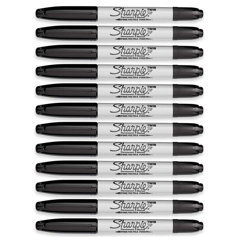 

Sharpie 12-Piece Fine/Ultra Fine Twin Tip Permanent Markers Set, Black