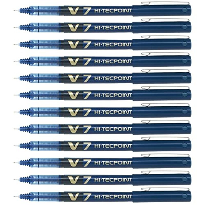 Pilot 12-Piece V7 0.5 mm Tip Hi-Tecpoint Rollerball Pen, Blue