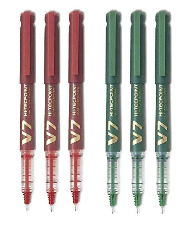 

Pilot 6-Piece V7 Hi-Tec point Cartridge System Rollerball Pen Set, Red/Green