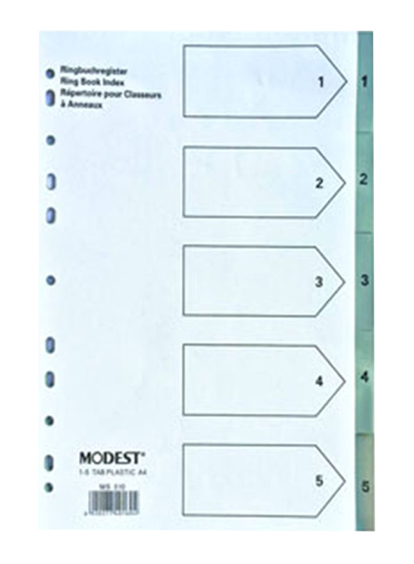 Modest PVC 1-5 Grey with Number Divider File Folder, White