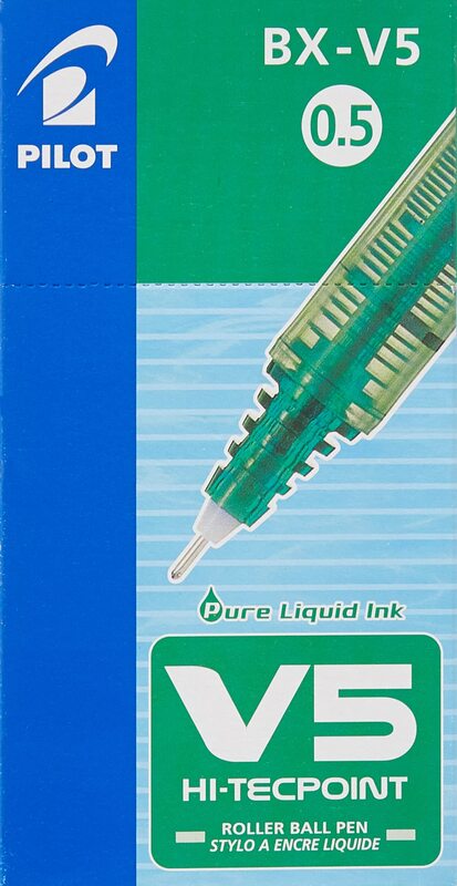 Pilot 12-Piece V5 Liquid Ink 0.5 mm Tip Rollerball Pen, Green