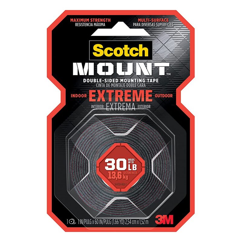 Scotch 1 x 60 inch Extremely Strong Double-Sided Mounting Tape, Black