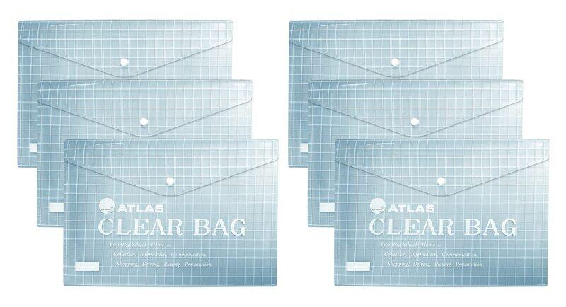 

Atlas Clear Document Bag Folder with Snap Button Square Printed, 6 Pieces, Clear