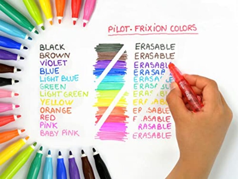 Pilot Frixion Colours Erasable Fibre Tip Colouring Pen, 12 Pieces, Multicolour