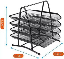 Daily Needs Metal Paper Tray 4 Tier Document organizer, Black