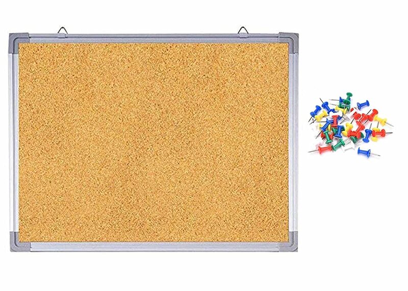 Daily Needs Cork Notice Board with 30 Push Pin, 60cm x 90 cm, Brown