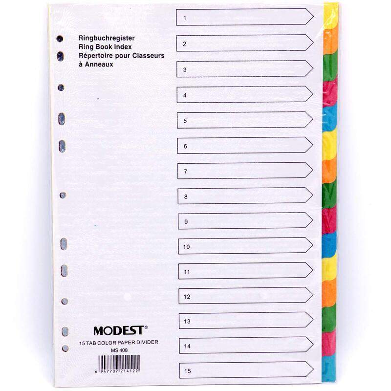 

Modest A4 1-15 Paper Divider Color with Number, 10 Pieces, MS408, Multicolour