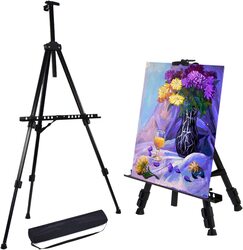 Daily Needs Aluminum & Metal Adjustable Easel Stand with Portable Bag, 52-158cm, Black