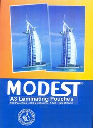 Modest 100-Piece A3 Laminating 125 Micron Pouches, Clear