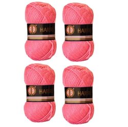 AB Hariri No.444 Crochet and Knitting Yarn Set, 4 Pieces, Pink