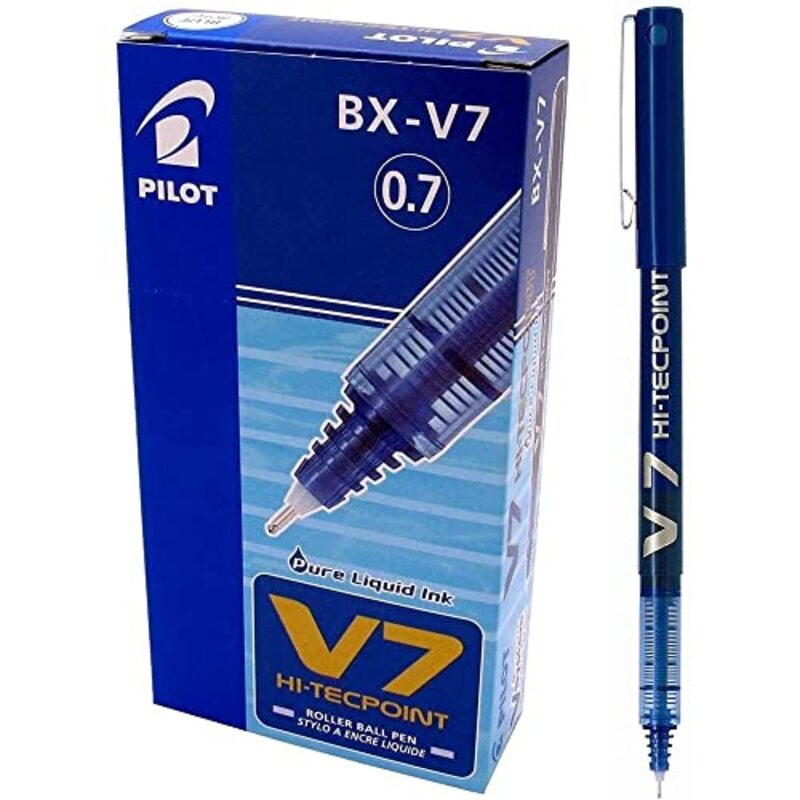 Pilot 12-Piece V7 0.5 mm Tip Hi-Tecpoint Rollerball Pen, Blue
