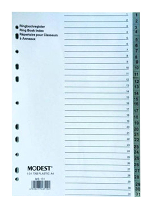 Modest PVC 1-31 Divider File Folder, Grey