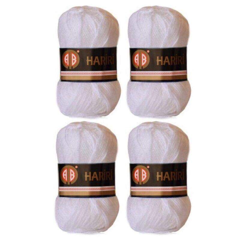 

AB Hariri Great for DIY project Crochet and Knitting Yarn Set, 4 Pieces, White