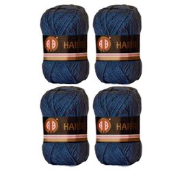 AB Hariri No.111 Crochet and Knitting Yarn Set, 4 Pieces, Dark Blue