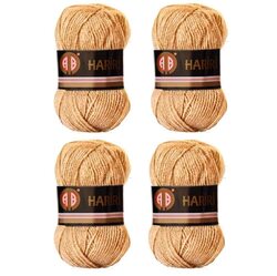 AB Hariri No.172 Crochet and Knitting Yarn Set, 4 Pieces, Brown