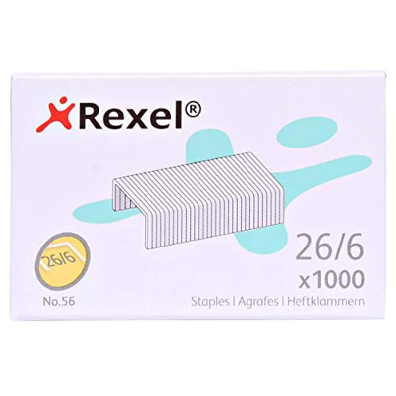 REXEL 20-Piece Staples No.26/6 56 -1000 Set, Silver