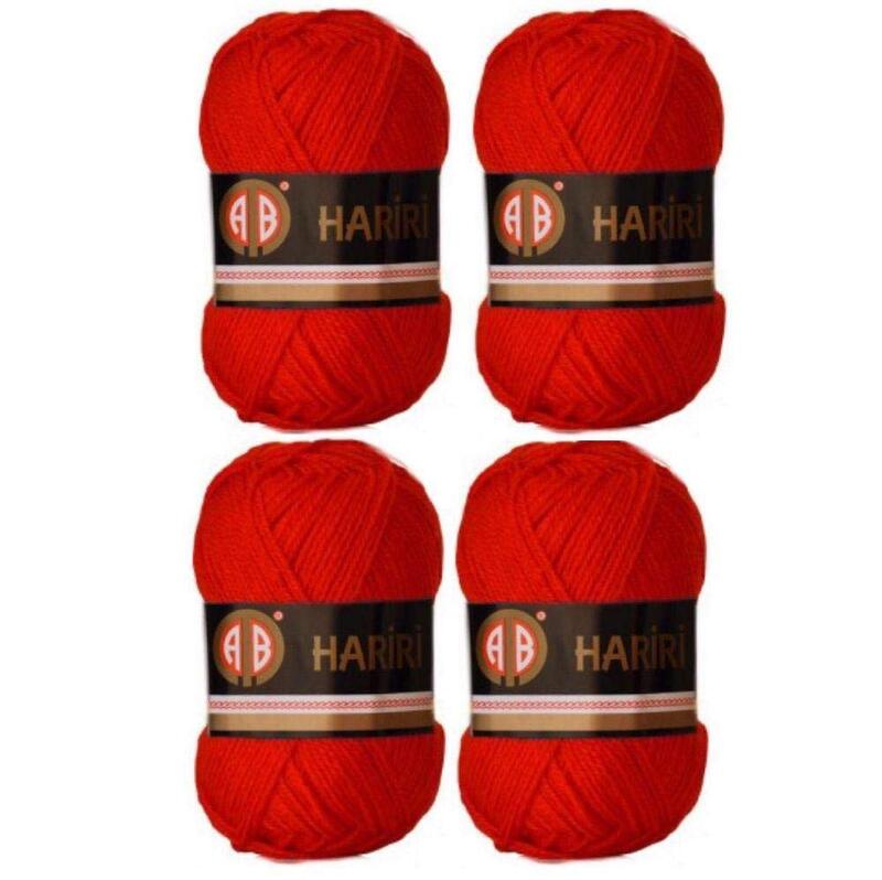 AB Hariri Great for DIY project Crochet and Knitting Yarn Set, 4 Pieces, Red
