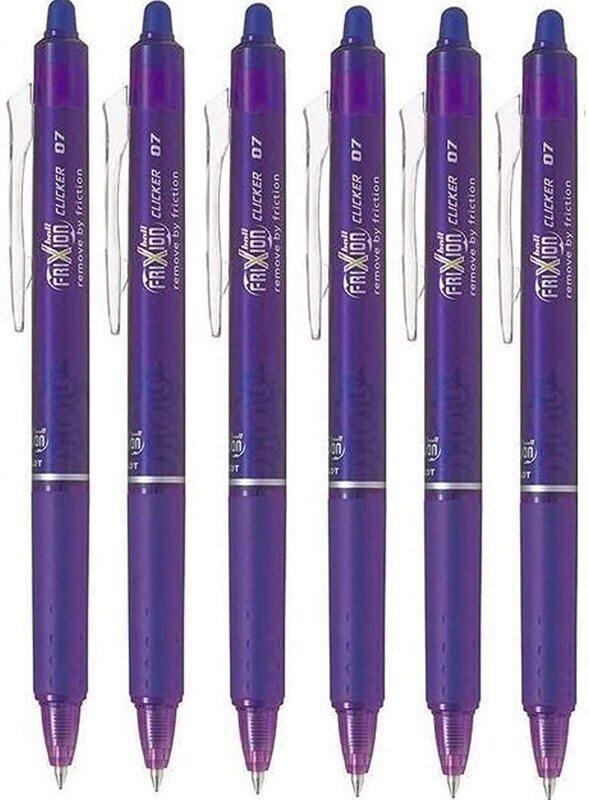 

Pilot 6-Piece Frixion Clicker Retractable Fine Rollerball Erasable Pen Set, 0.7mm, Violet