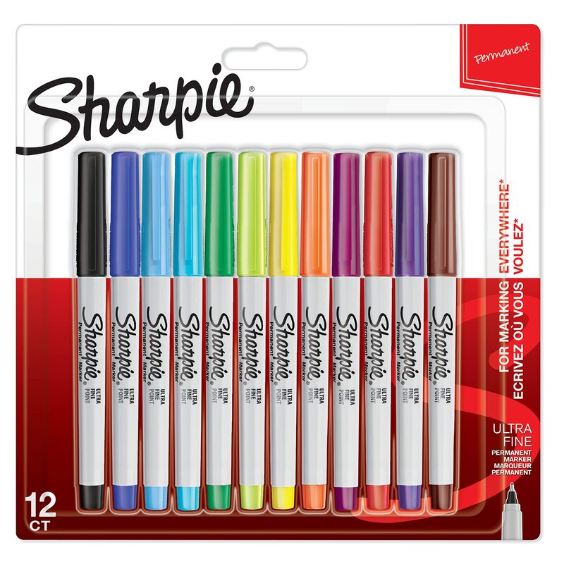 Sharpie 12-Piece Ultra-Fine Point Permanent Marker Set, Assorted
