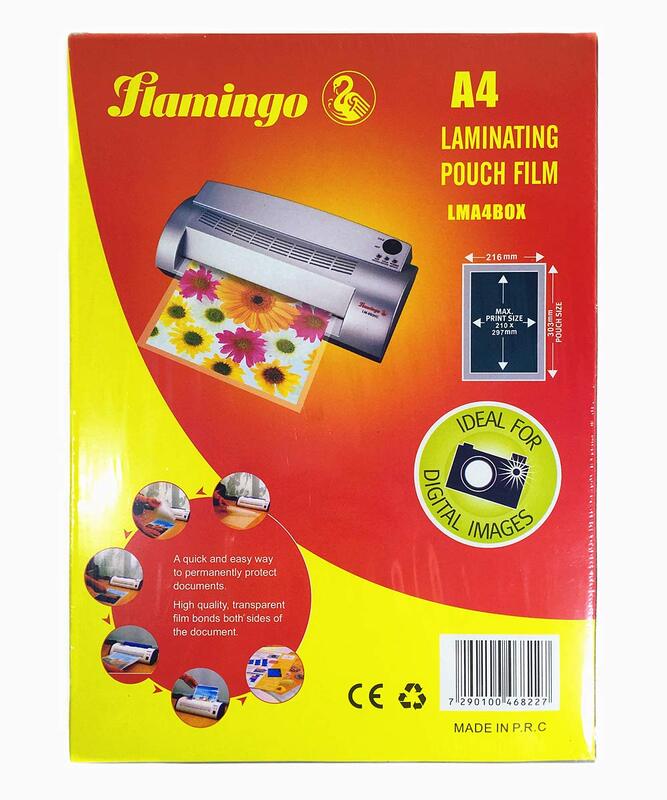 Flamingo A4 Size High Gloss Crystal Clear Laminating Pouch Lamination Film, Multicolour